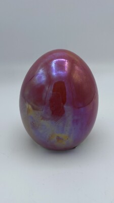 Ceramic Easter Egg Iridescent Pink 3  width 3.75  height