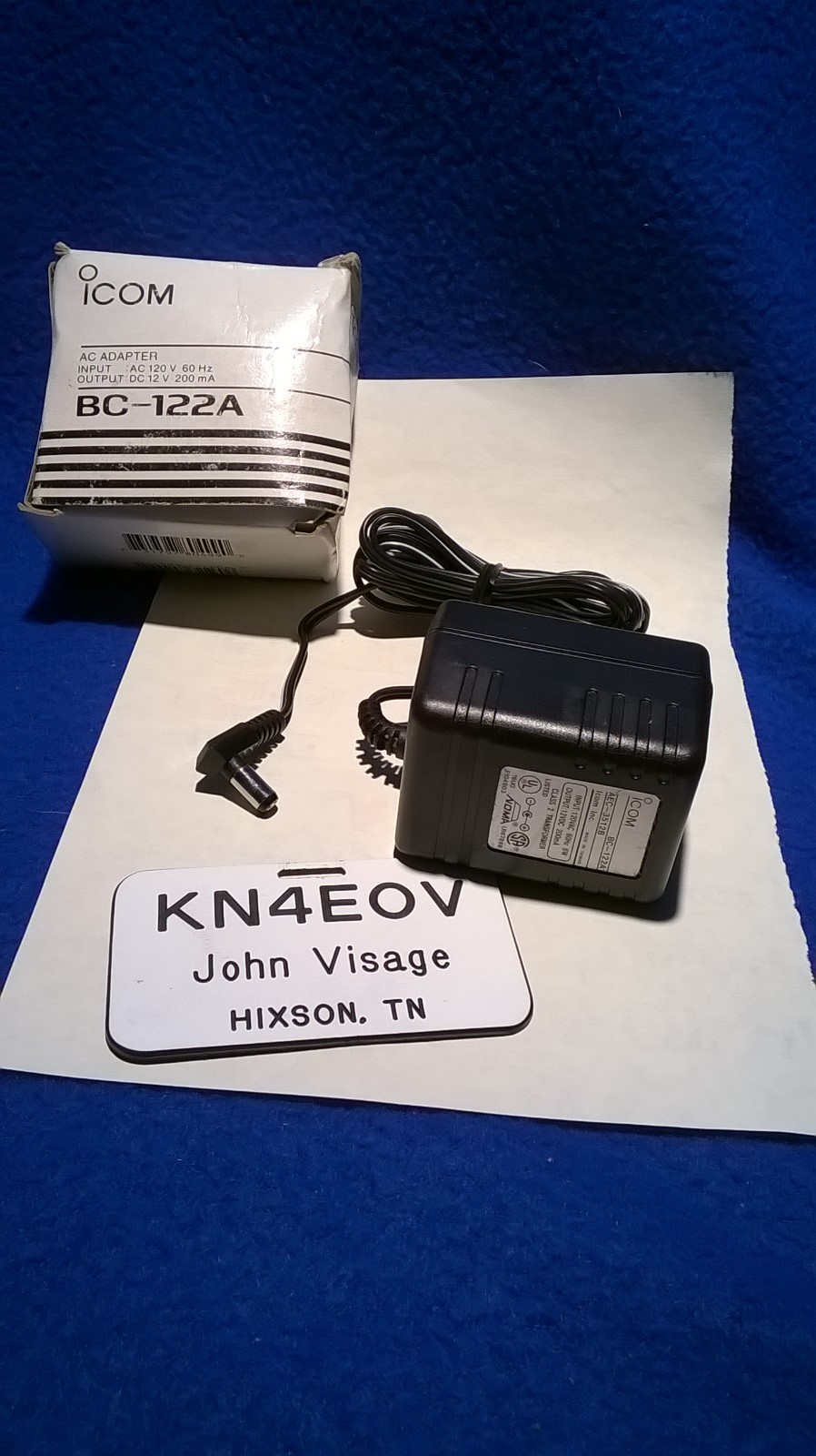 ICOM BC-122A AC Adapter for BC133 Trickle Charger, F3/F4