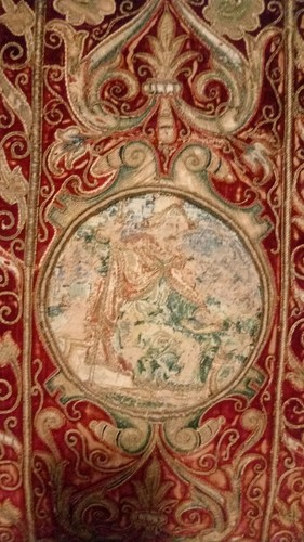 Pair of Antique needlework embroidery tapestry art salvage on board 19th Centur.