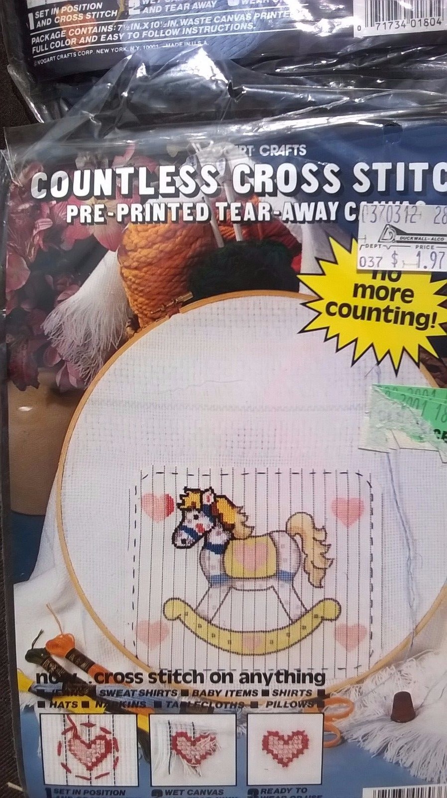 Waste Canvas CROSS STITCH No Count VOGART Craft Baby Clown Horse Butterflies