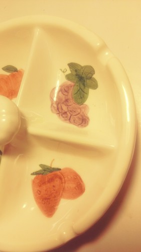 Ceramic/Pottery Jam/Jelly Dish,  4 spoons EUC Vintage