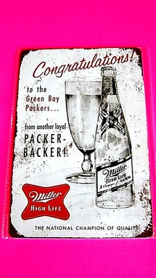 (Congratulations To The Green Bay Packers) Home Garage Miller Metal Tin SIGN