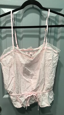 VICTORIA'S SECRET Pink EYELET VICTORIAN STYLE CAMISOLE TOP large