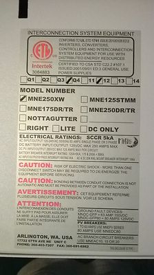 MNE250XW  250 AMP E-PANEL BY MIDNITE SOLAR XANTREX