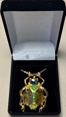 AUTHENTIC SWOBODA BEE PENDANT ~ PUKA SHELL, HEMATITE, PERIDOT~WOW!