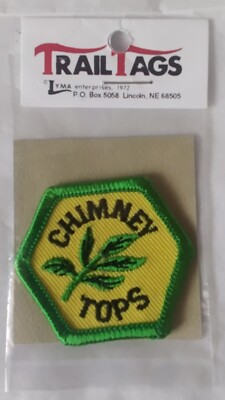 Trail Tags Chimney Tops Great Smoky Mountains One Embroidered Hexagon Patch