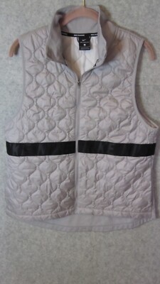 Nike Aero Layer Vest Women's L Gray Quilted Full Zip Reflective Activewear Logo