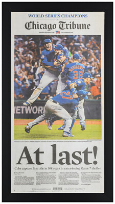 2016 Chicago Cubs World Series Newspaper Print Framed Nov 3, 2016 w/ Sun Times!
