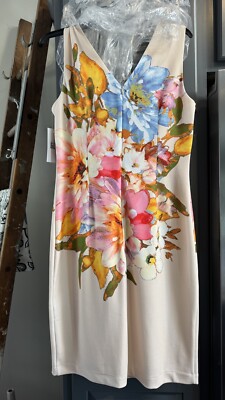 Donna Rico NY ladies Ivory multi floral dress sleeveless size 10