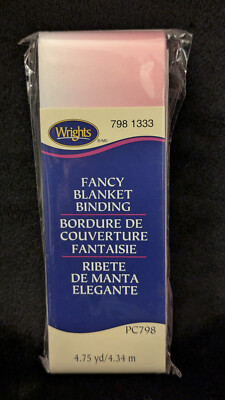 New Wrights Fancy Blanket Binding 4.75 Yds 4.34m  Pink and White