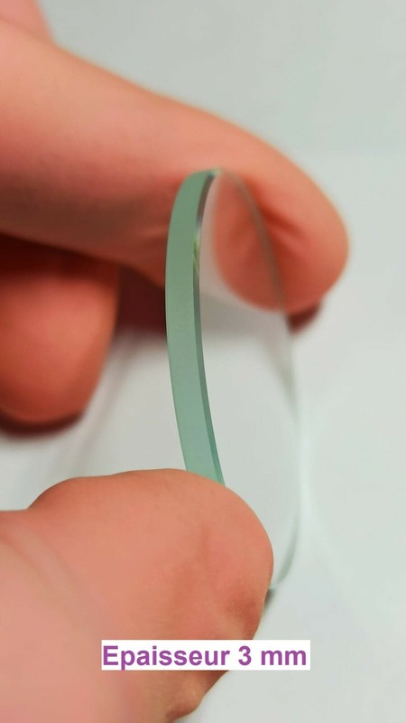 Verres De Montres MinéRaux, Plats, éPaisseur 3 Mm, DiamèTre De 25,0 à 43,0mm