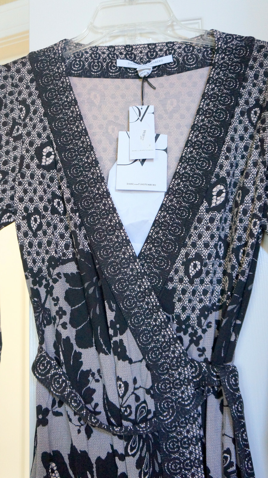 Pre-owned Diane Von Furstenberg $500 Dvf Inari Silk-jersey Wrap Dress Lace Flutter Print 8 10 12 Gorgeous In Multicolor