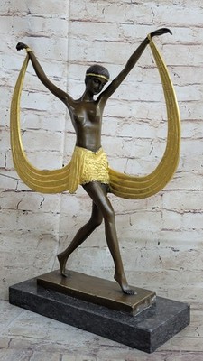 Handcrafted Hot Cast Detailed Gilt Nude Bronze Sexy Naked Dancer Bronze Figure