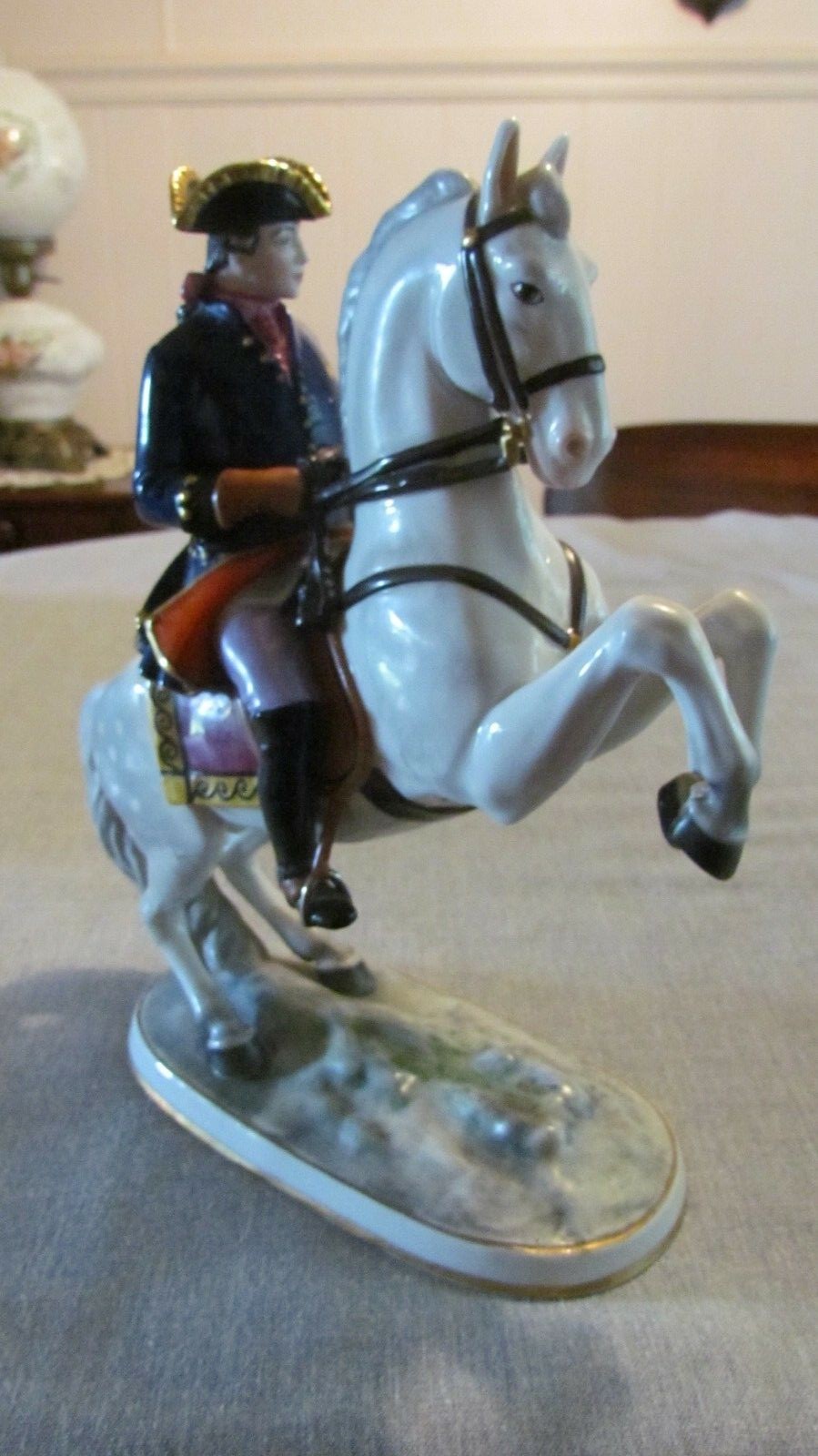Dresden Art West Germany Handgelmt Figurine Soldier on Horse