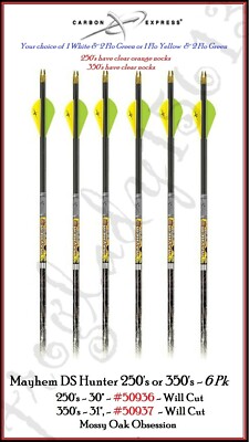 CARBON EXPRESS Mayhem DS Hunter 250's ~ Mossy Oak Obsession 6 ~ Pk ~ Will Cut