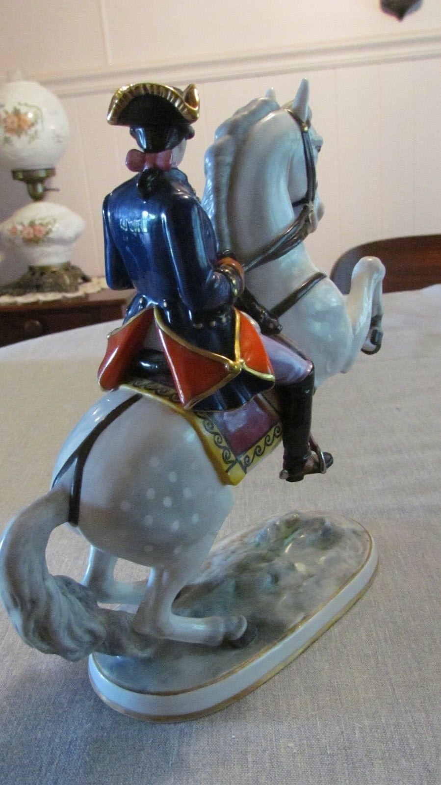 Dresden Art West Germany Handgelmt Figurine Soldier on Horse