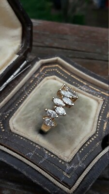 2Ct Marquise Cubic Zirconia Half Eternity Wedding Band Ring Yellow Gold Plated