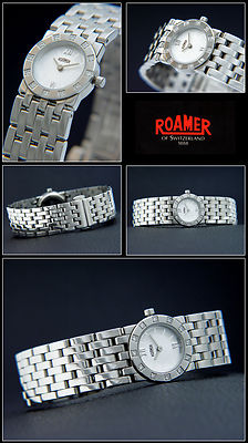 Pre-owned Roamer Watch Dreamline 12 Diamonds Stainless Steel Folding Clasp Swiss Made
