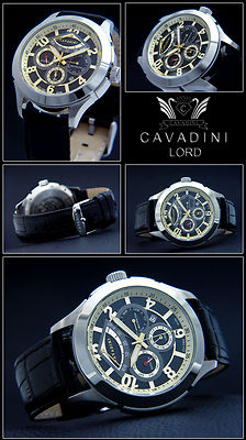 Pre-owned Cavadini Men's Watch Automatic Calendar Caliber Miyota 9100 Black-gold Cv1302 In Light Slate Gray