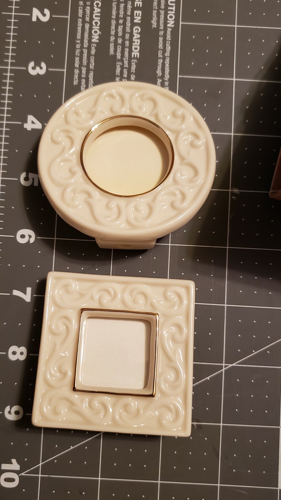 New 3 Mini Ivory Lenox Picture Frames Square Heart Circle