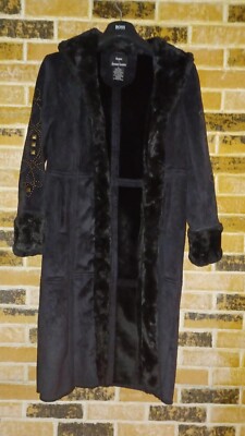 Dennis by Dennis Basso Blk Faux Suede Faux Fur Lined Coat - Sz XS