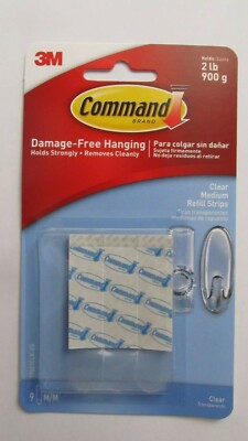 Command Clear Medium Refill Strips  Package of 9 strips  #17021CLR-ES  NEW