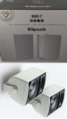 Klipsch KHO-7 Outdoor Indoor All-Weather 2-Way Speakers Pair 150w White & Mounts