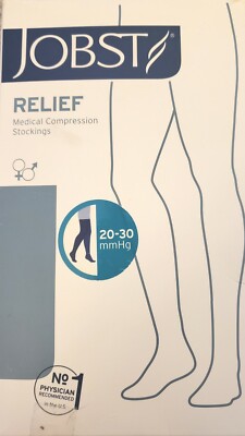 Jobst Relief 20-30mm Hg  Black  Closed Toe  Size MED  Compression Stockings  