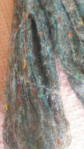 Yarn Wool Mohair Nylon blend guage 1 Blue with Multi Color Slub