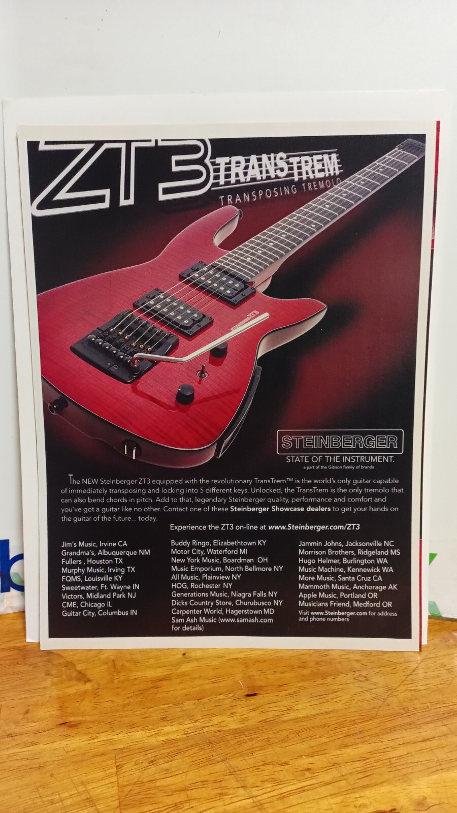 スタインバーガーギター STEINBERGER ZT3 TRANS TREM TRANS POSING TREMOLO