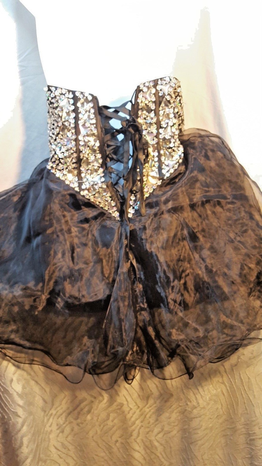 Black Studded Crystal COCKTAIL Party Wedding Prom Dress 12 GRACE KARIN Strapless