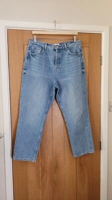 NEXT Cropped Jeans Stonewashed Blue Pockets High Rise - Size Uk 12 Vgc