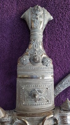 Antique Silver Omani Jambiya Khanjar Dagger Knife Berber Arabic