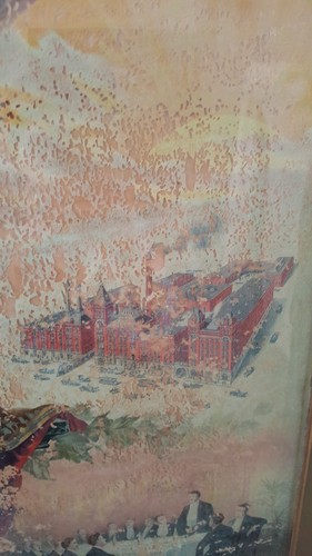 Antique DUBUQUE IOWA BREWING TUCHFARBER Beer Sign Painted Glass Pre-Prohibition