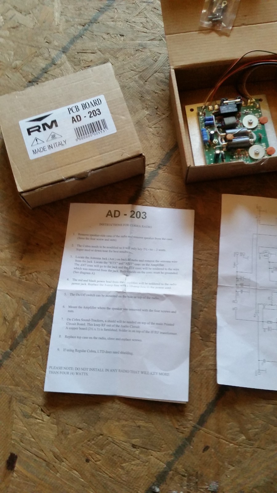 Ham/CB amplifier RM Italy AD 203 PCB Stinger Boards 1-3 watts in 100 watts out