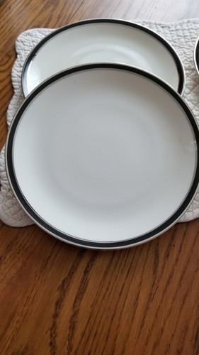 American Manor China Ebony Interpace Salad Plates Set of 4