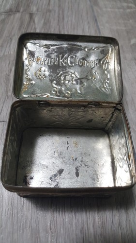 Antique 1842 Russian Popov Brothers Tea Caddy Box hand painted WOW TIN VINTAGE