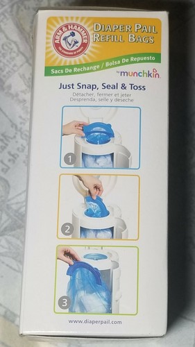 Munchkin Arm & Hammer Diaper Pail Refill Bags 8 Count Snap Seal&Toss 240 diapers