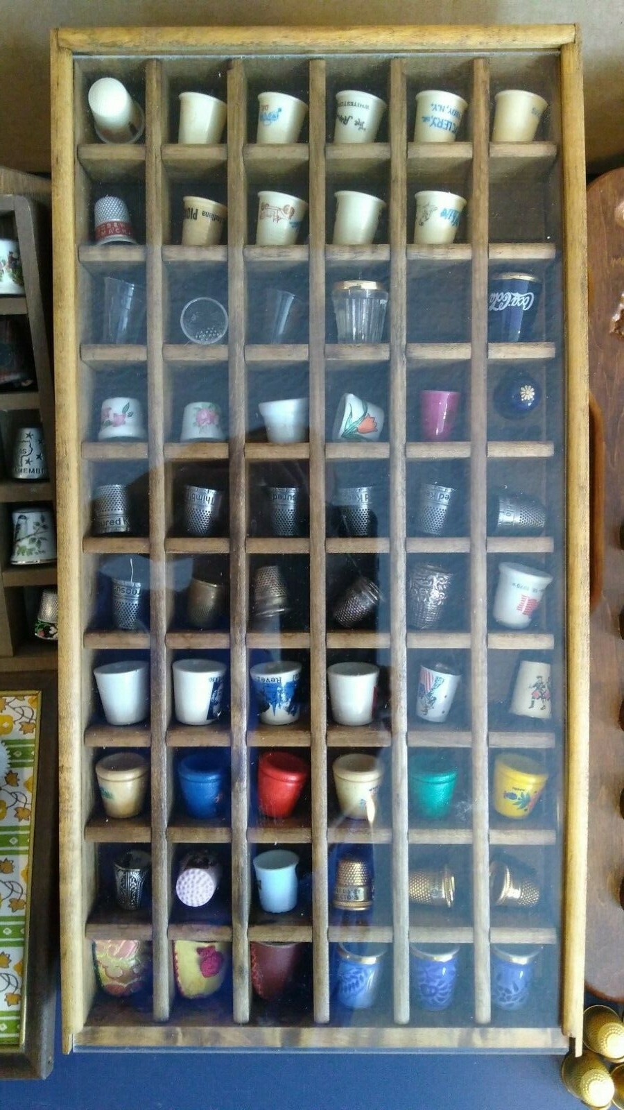 Antique Thimble Collection Complete With (5) Wall Racks and Small Plaque