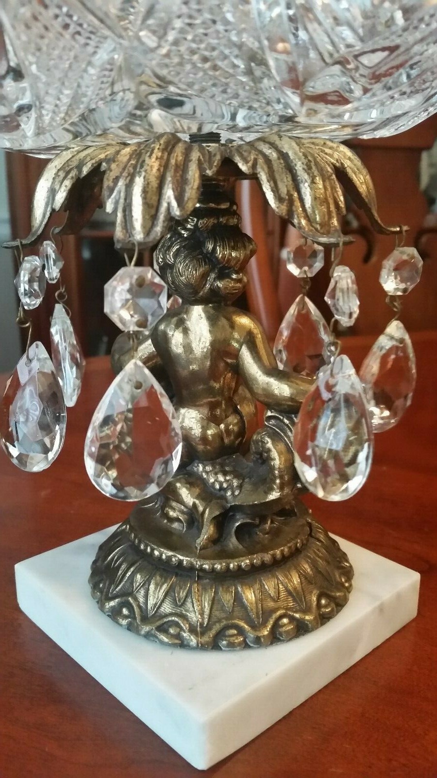 Crystal Compote w/Prisms Made in GERMANY original sticker intact NICE!