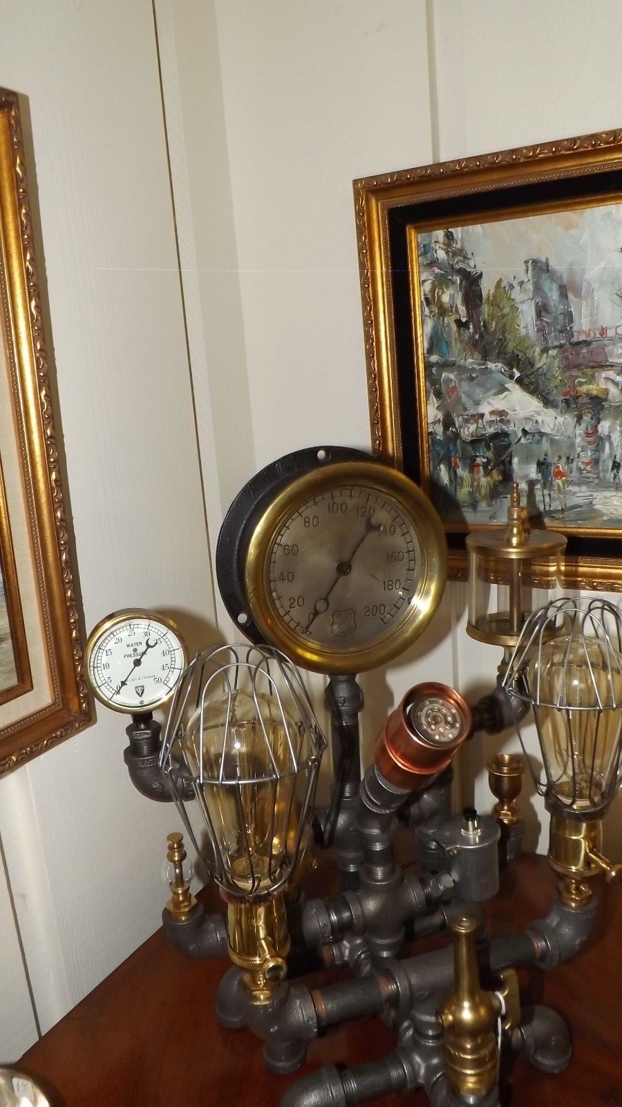 Steampunk Lamp with CIGAR LIGHTER - industrial brass mechanical lighting