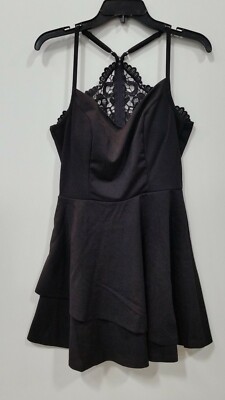 Francesca's Iliza Tiered Lace Back Dress BLACK