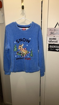Rudolph The Red Nosed Reindeer CHRISTMAS TOP- Snow What Fun - Fuzzy Size XL
