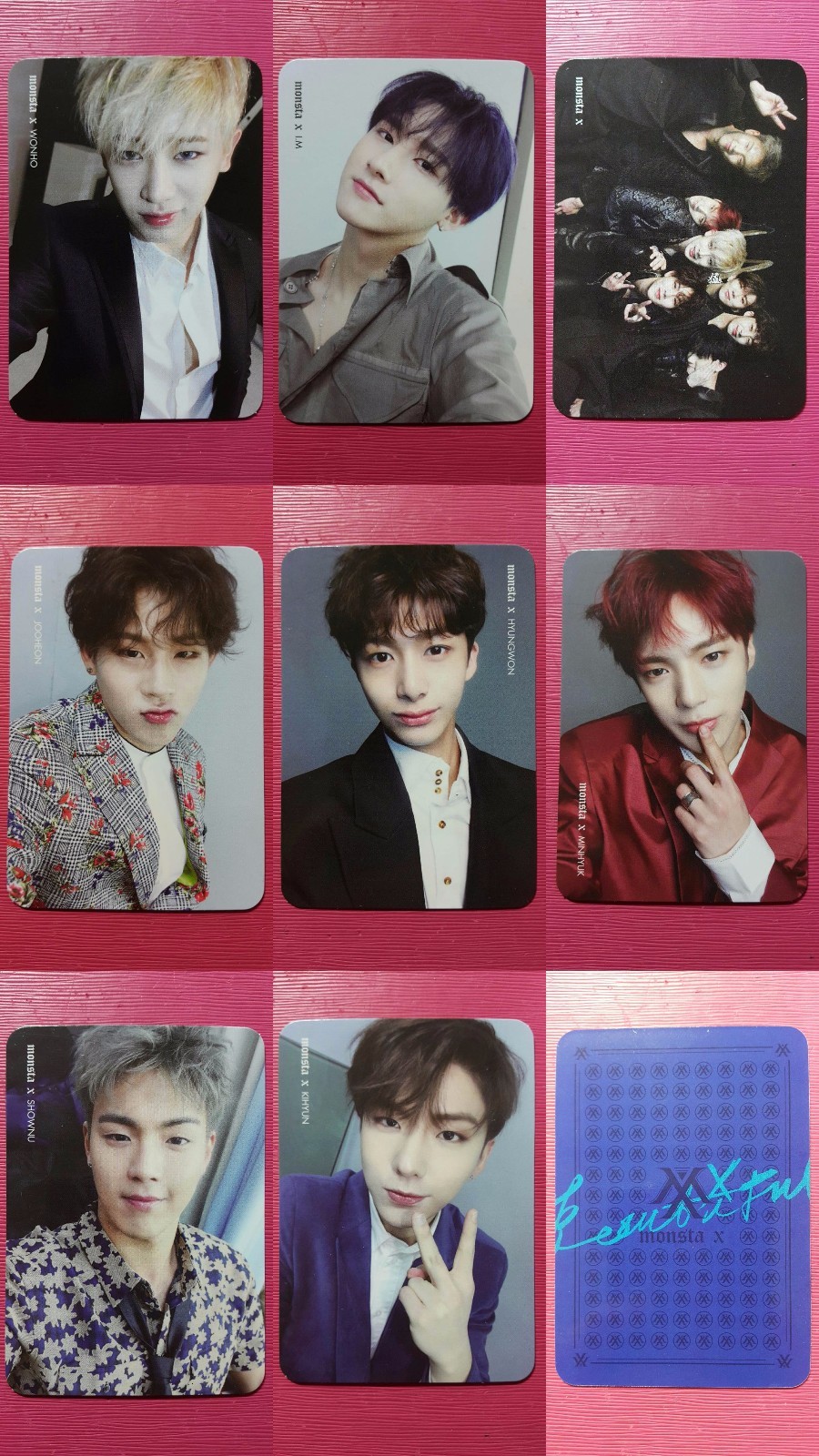 LOT of 8 MONSTA X Official Photocard BESIDE Ver 1st Album BEAUTIFUL 몬스타엑스