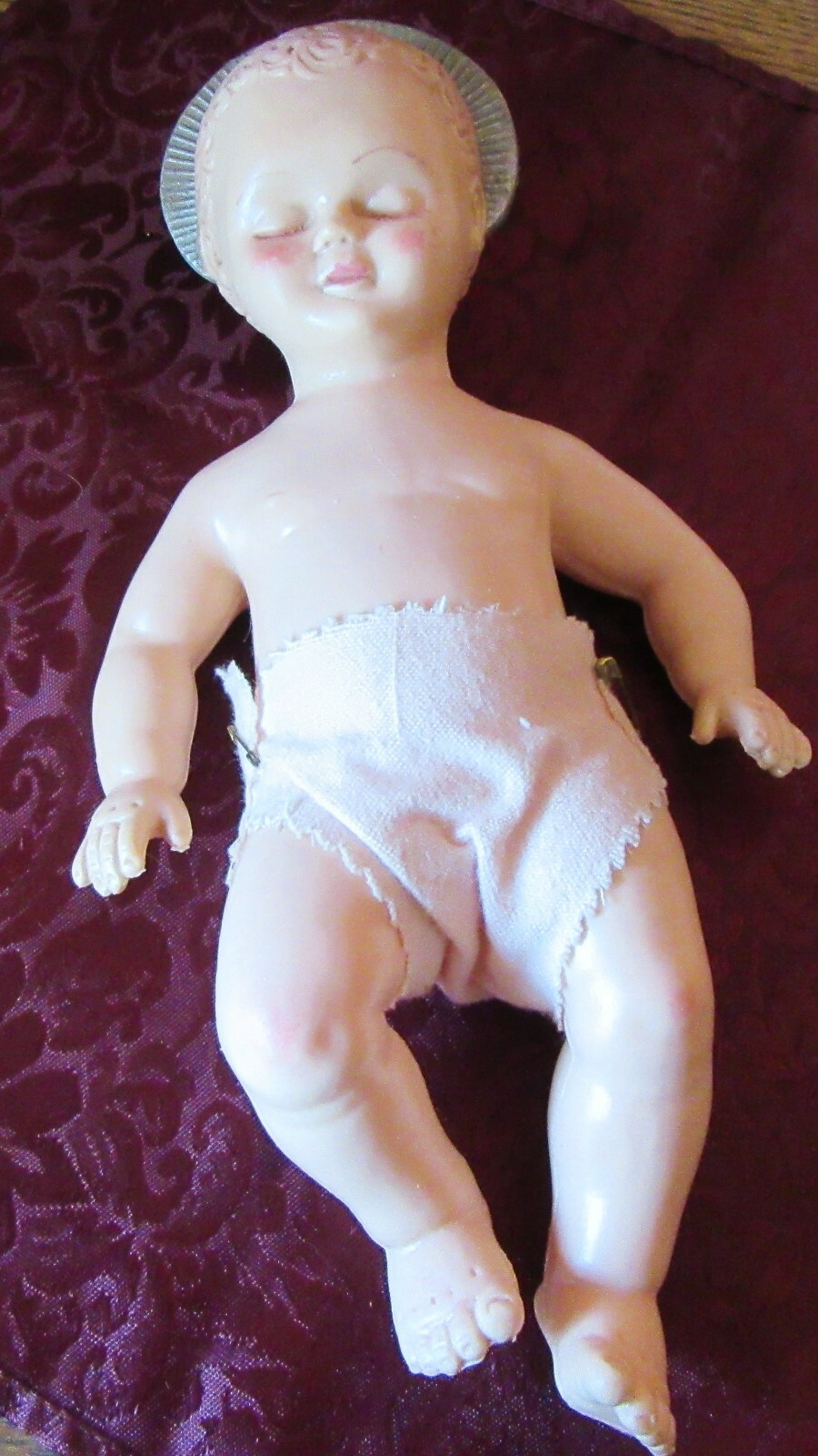 Vintage Baby Jesus Doll Vinyl  Christmas Religious Nativity Creche Ethereal Face