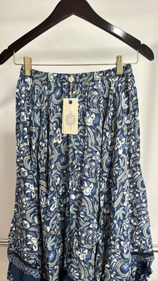 MISS JUNE Jupe Longue Long Asymmetrical Skirt in Navy