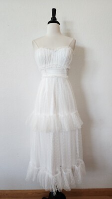 Anthropologie Midi Dress New Size Medium White Mesh Strapless Wedding Bridal