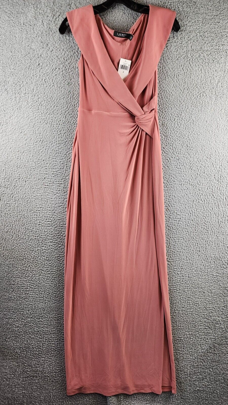 Lauren Ralph Jersey Off The Shoulder Gown Women Pink Mahogany V-neck - Picture 5 of 19