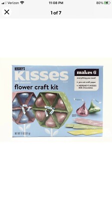 HERSHEY's~KISSES~Makes 6 Spring Flower Craft Kit~11oz~Pre-Cut Craft Paper~~12/21