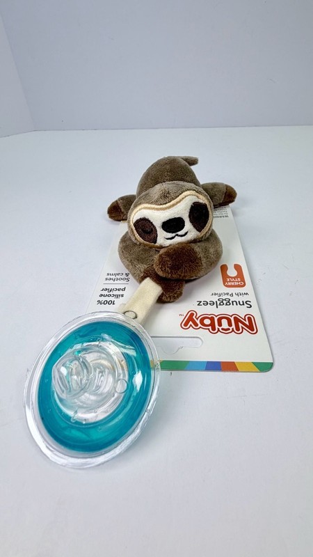 Nuby Snuggleez Plush Pacifier Holder - Sloth Design
